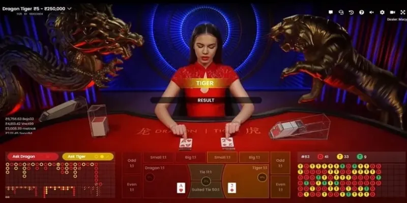 Các cửa cược và tỷ lệ thắng trong trò chơi Rồng Hổ online